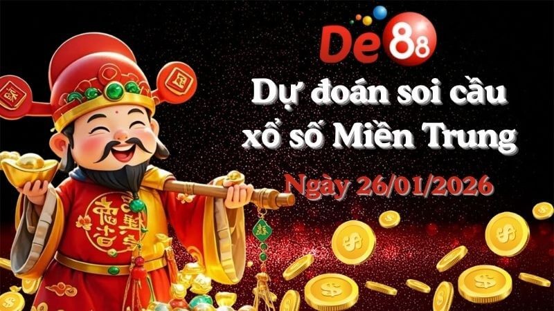 DE88 Dự đoán soi cầu xổ số miền Trung hôm nay ngày 26/01/2026 [Trúng Chắc]